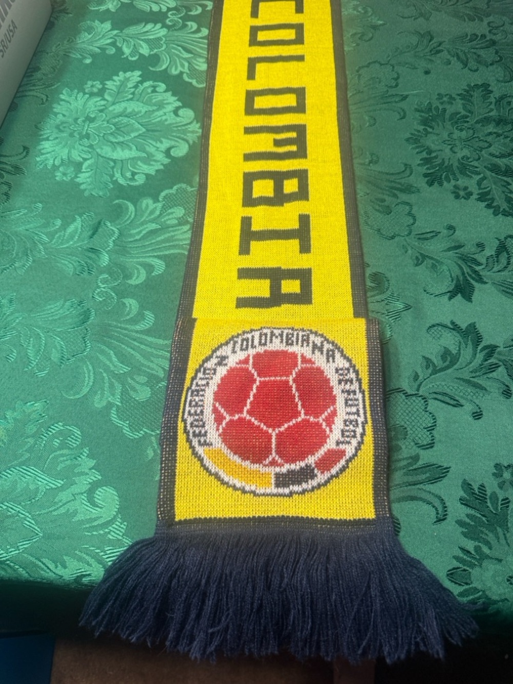 adidas Yellow & Navy Knit Fan Scarf with Crest